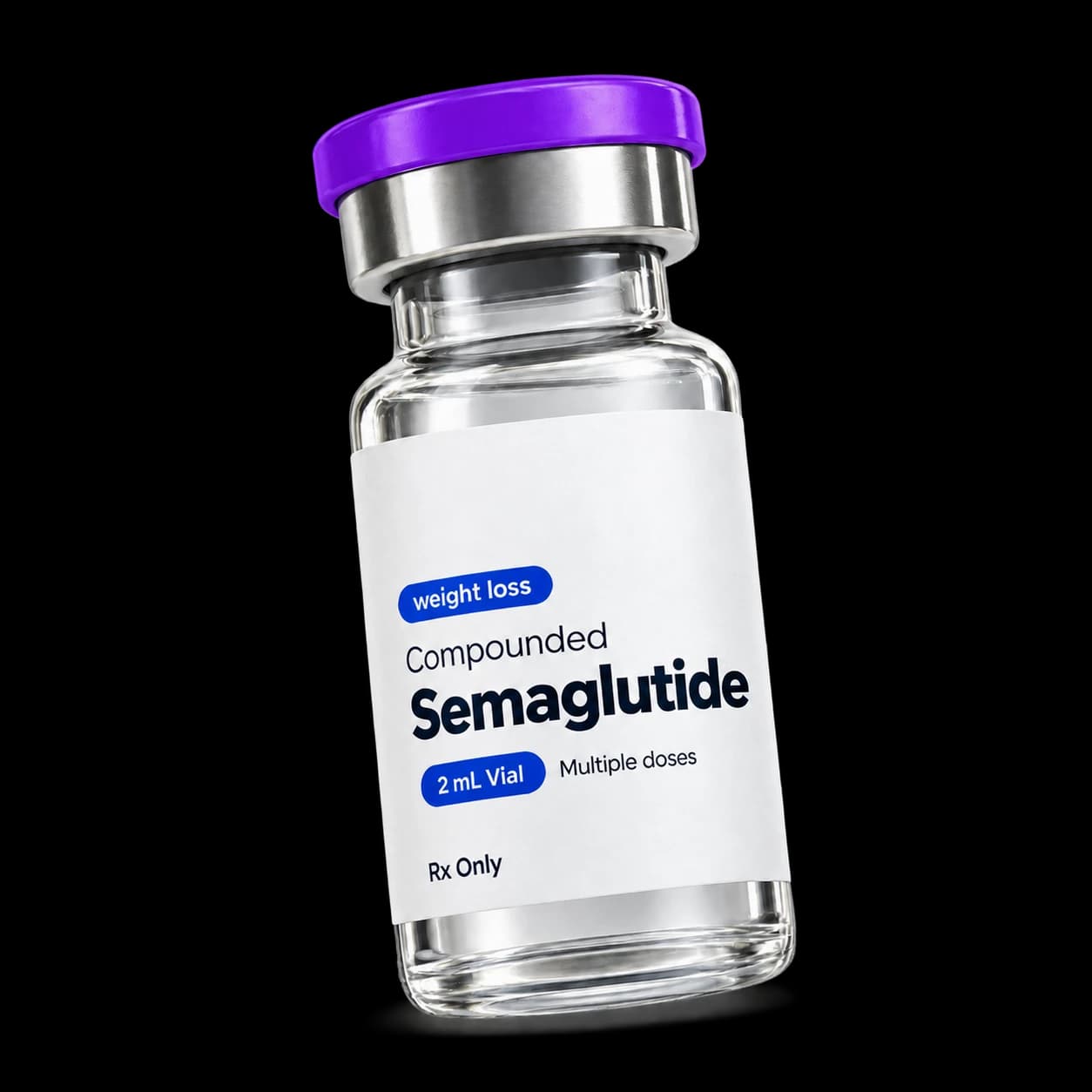 Illustration of an unbranded compounded semaglutide vial